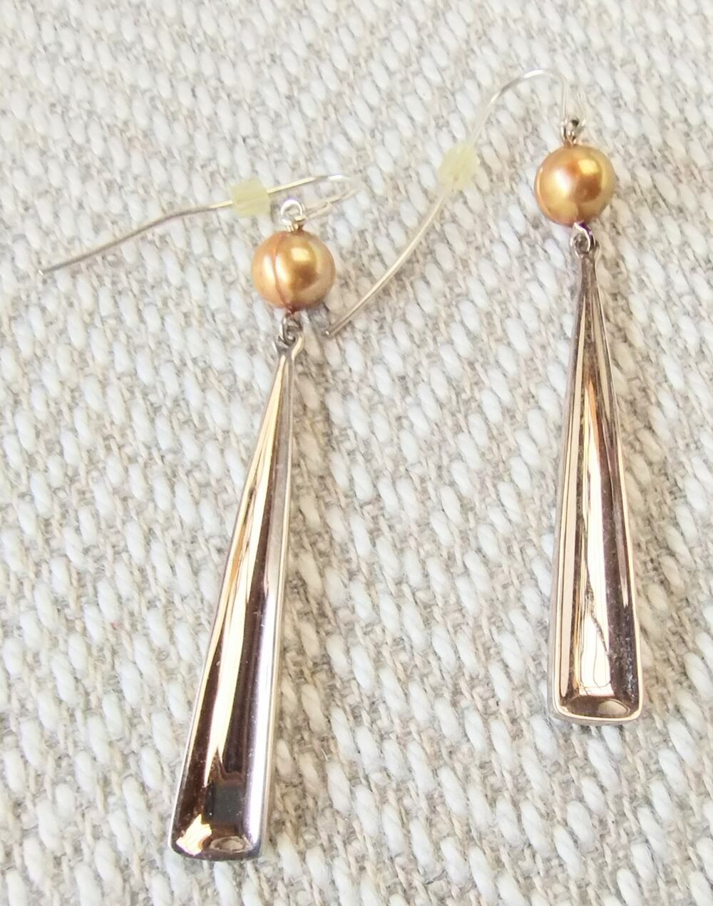 Robert Lee Morris NEW RLM Studios Modernist Sterling Pearl Drop Dangle Earrings
